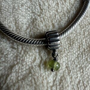 Pandora August Birthstone Sterling Silver Peridot Dangle Charm Retired #790166PE